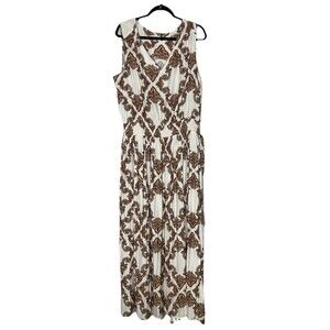 Cato Pleated Maxi Dress Size 18 / 20 W Plus Smocked Paisley Boho Peasant Travel